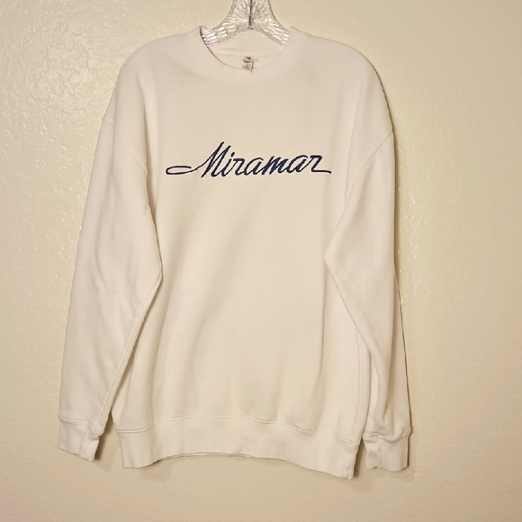 Cotton Heritage White “Miramar” Logo Sweatshirt | Men’s Size L | Unisex Fit - Picture 1 of 11